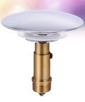 Copper Pop up Bathtub Drain Stopper for Bathroom Home Use with polished chrome top and gold base, ideal for bathtubs.