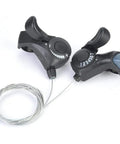 7 Speed Thumb Gear Shifters Set For Mountain, Road, City And Folding Bikes, 3x7 Right Lever With Joystick Downshift, cables shown
