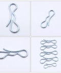 Rock Solid Unomor 5 Pcs Alloy Steel Cotter Pins Bow Tie Lock Spring Pins With Tight Grip For Industrial Fastening and Scientific Gear Jobs Portable Design displayed in various angles.