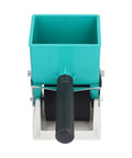Portable Adhesive Roller Drum For Woodworking Projects Delivers Slick Glide Of Liquid Glue Over Pvc And Latex Veneer Preventing Zero Drip Nonsense While Guaranteeing Hella Smooth Application, front view of turquoise applicator.