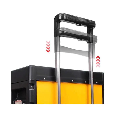 Adjustable handle of Portable Tool Box With Wheels For Home And Outdoor Use Three Layer Workhorse Storage Box With Drawers