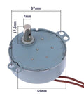 Heavy Duty Synchronous Motor Electric AC Oscillating Fan Power Unit with dimensions of 57mm by 55mm, silver motor housing.