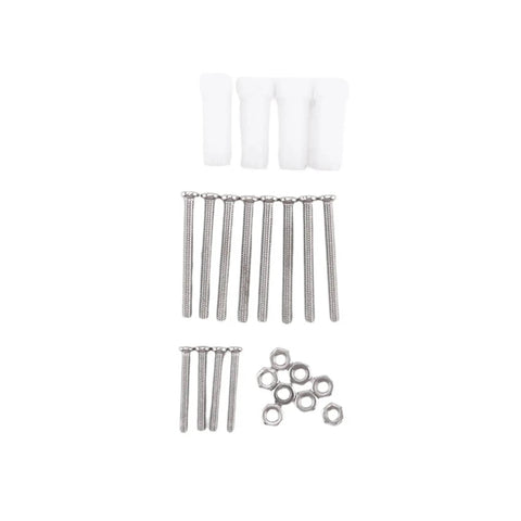 Four Wheel Mecanum Robot Car Kit With Single Layer Aluminum Alloy Chassis parts including screws and connectors for DIY assembly.