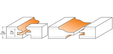 Diagram of Three Piece Ogee Junior Raised Panel Router Bit Set Pro Grade With Backcutter, Rail And Stile Bits, 1/2 Inch Shank
