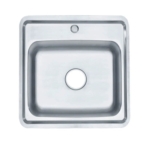 Stainless Steel Single Bowl Topmount Kitchen Sink 1515-6 Durable 22 Gauge Type 304 ADA Compliant Compact Design Ideal for RVs and Bar Sinks