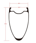 Cross-section diagram of Aero 50 II Disc Carbon Road Bike Wheelset 700C Lightweight 1254g Aero Wheels With 23mm Wide Rim