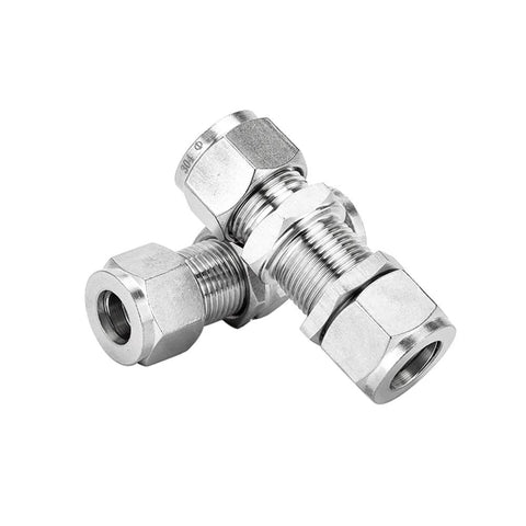 Pysrych 304 stainless steel compression tube bulkhead union fittings, 1/8 in OD x 1/8 in OD, pack of 2