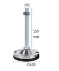 Heavy Duty Adjustable Furniture Leveling Feet 6 Pack Rotating Table Legs Wobble Knocker, 150mm high, M12 bolt, D100 base.