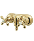 Vintage Wall Mount Tub Faucet In Polished Brass With Classic Cross Handles and Solid Brass Construction