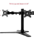 Heavy Hitter Dual Monitor Stand Free Standing Desk Mount For Two Screens Up To Thirty Inches with adjustable arms.