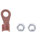 Copper ring terminal and two hex nuts for secure connections, compatible with Multifunction 500A Ground Clamp With Ergonomic Grip Perfect For TIG Plasma Cutting Heavy Duty Welders And Stable Connections That Rock Hard.