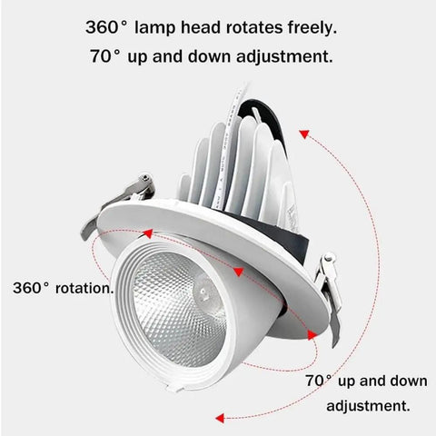 Top Shelf Led Recessed Downlight With 360 Rotation Adjustable Color Temperature Smooth Install For Bedrooms Bright Vibes Energy Saving Chrome Housing Ceiling Spotlight with 360° head and 70° vertical adjustment.