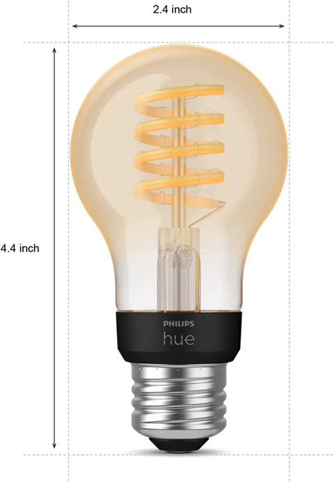 Smart A19 Filament LED Bulb, 4 Pack, White Ambiance Warm to Cool Light, 550 Lumens, E26 Outdoor Lighting, 4.4 x 2.4 inches