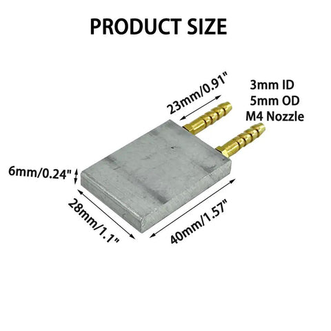 Pro Grade Aluminum RC Boat Water Cooling Block For Electric Speed Controllers 40x28x6mm Gold Radiator Sheet diagram