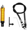 No Sweat One Eighth Inch Flexible Shaft Adapter Chuck with Secure Wrench, black and gold, suitable for rotary tools and drills.