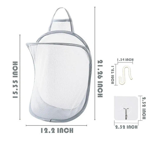 Durable Mesh Wall Mount Laundry Hamper For Dorms And Hotels, Collapsible Hanging Laundry Basket, 15.35 By 12.2 Inches