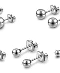 Silver Stainless Steel Ball Stud Earrings Set For Women And Men Hypoallergenic 10 Pcs 3mm To 8mm Round Ball Stud Earrings Classic Minimalist Jewelry For Everyday Wear, 316L steel sizes