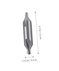 KALLORY center drill bit, high-speed steel, side view, 6.9 cm long, 1.2 cm diameter