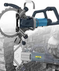 Pro Grade Brushless Electric Concrete Ring Saw With Dual Blade Kit For Crushing Through Granite Brick And Masonry With Beast Mode Performance On Job Sites, side angle view.