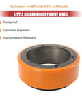 Get Your Electric Pallet Truck Rolling Smooth Again With This Heavy Duty 210X70mm PU Drive Wheel Featuring A Tough 6-Hole Mount For Maximum Traction And Durability On All Forklift Models, showing a heavy-duty orange drive wheel.