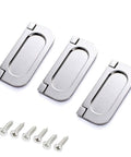 Three Piece Set of Hidden Recessed Door Handles 3 Inch 75mm Ring Pulls Zinc Alloy Satin Nickel Flush Mount Sliding Doors Includes Screws