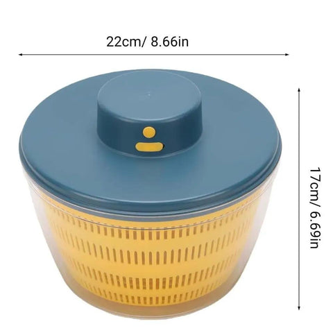 No Sweat Electric Salad Spinner With Single Button Control For Swift Leafy Greens Washing And Thorough Fruit Vegetable Drying Generous Four Liter Capacity, 22cm diameter, 17cm height.