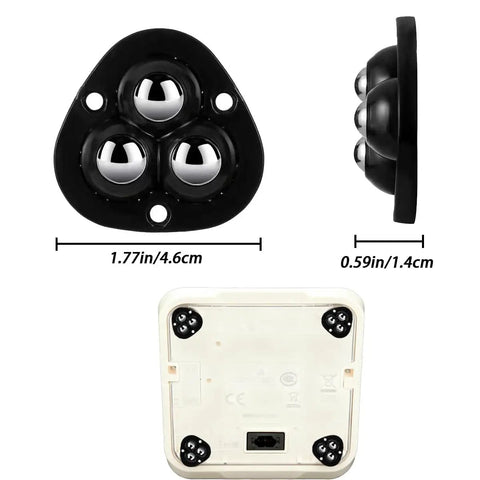 Self Adhesive Caster Wheels For Kitchen Appliances 360 Degree Swivel Rollers With Rock Solid Peel And Stick Backing For Heavy Duty Trash Can Sliders And Furniture Roll Smooth No Hassle Install Black Eight Pack shown from multiple angles, 1.77in size.