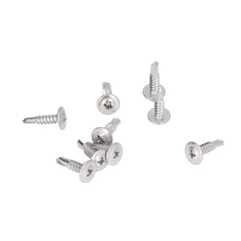Self Drilling Screws With Round Washer Head In 304 Stainless Steel For Wood And Metal Quick Installation, Rust Resistant M4.8x19 Fasteners Kit