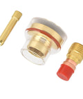 Glass Nozzle For Argon Welding Torch 1.6mm TIG Kit With Brass Collet Set, close-up of nozzle and brass components