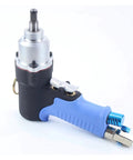 3/8 Inch Mini Pneumatic Wrench Air Impact Tool Straight Shooter with ergonomic blue handle and silver nozzle for auto repair.
