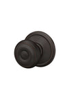 Georgian Privacy Door Knob With Bed And Bath Privacy Lock In Aged Bronze, round shape, side view