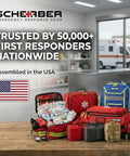Scherber First Responder trauma kit: red reflective bag with 8 zip pockets and 200+ first aid supplies