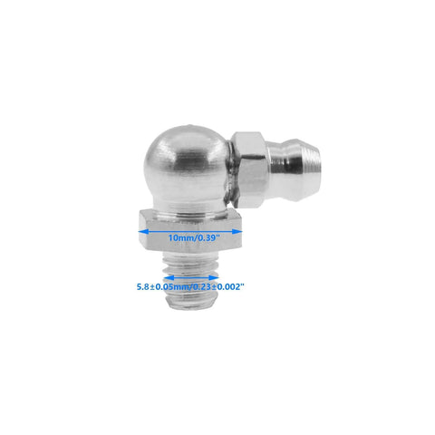 Beefed-Up 90 Degree Angled Grease Nipple Kit In 304 Stainless Steel Zerk Fittings Metric Threads Male Thread Nipples Side View