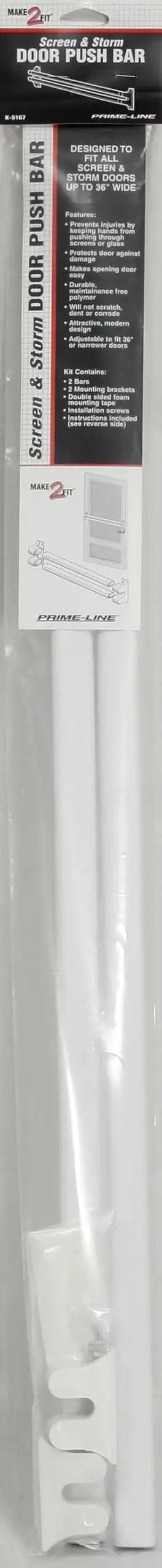 K 5167 36 Inch Steel Reinforced White Vinyl Push Bar For Hinged Swinging Screen Doors Heavy Duty Mount With Screws Or Double Sided Tape