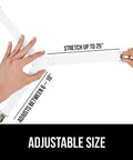 Patented Bed Sheet Holders With Circular Clips, adjustable elastic fasteners shown stretching to 25 inches with metal clips