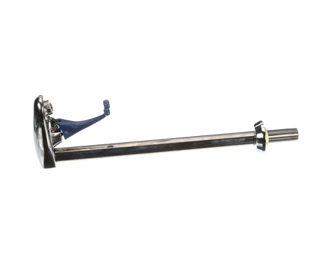 12 Inch Deck Mount Pedestal Glass Filler With One Half Inch NPT Male Shank, Adjustable Flow Torx Outlet, Dark Blue Push Back Arm