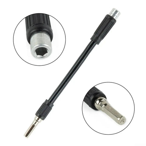 Flexible Shaft Screwdriver Extension 5.1 Inch Hex Shank For Tight Spots And Weird Angles, flexible tool with hex and screwdriver ends.