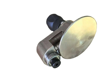Go-To Compact Disc Bender For Hem And Edge Bends 90 To 180 Degrees, Handy Sheet Metal Tool, Silver, close-up view of tool.