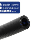 Black 5/8-inch ID automotive transmission hose, 10 ft long, 0.94-inch OD, 4 mm wall, includes 10 clamps.