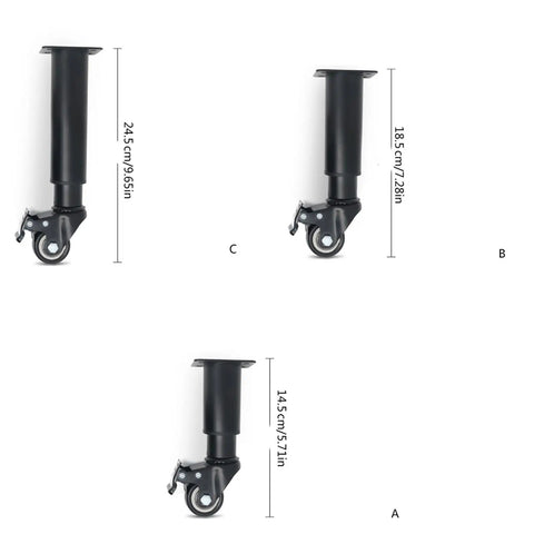 Heavy Duty Metal Adjustable Furniture Legs With Casters For Smooth Rolling No Fuss Coffee Table Legs And Cabinet Hardware Replacement Four Piece Set For Desks Tables Cabinets And More, 21.5 cm height showcased.