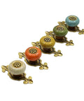Top Shelf 10 Pack Retro Ceramic Cabinet Knobs Vintage Petal Drawer Pulls With Rustic Zinc Alloy Mounts No Sweat Easy Install For Kitchen Cupboard Dresser Room Decor - Assorted Colors with Floral Design