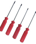 Top Shelf Torx Security Screwdriver Set With Magnetized Precision Bits Crafted From Hella Durable Chrome Vanadium Steel Sweet Gaming Console Repair Kit For Xbox One PS4 PS3 And Mobile Devices Including Easy Pry Tools, four red handled screwdrivers.