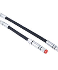 Heavy Duty Fuel Return Line Kit For 94 To 98 Ford E Series And F Super Duty Diesel Trucks Perfect Swap For Your Rig Without Breaking The Bank Or Losing Performance On The Road Out Here Today. two black rubber fuel return hoses with metal fittings