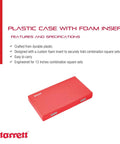 Red Durable Plastic Case With Custom Foam Insert For 12 Inch And 300 Millimeter Combination Square Sets features list.