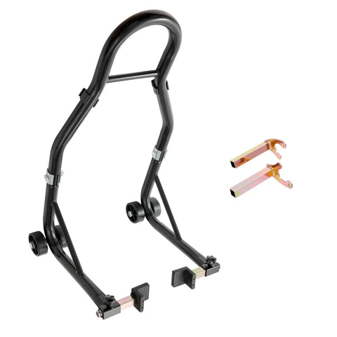 Beefy Rear Motorcycle Wheel Stand With U And L Fork Swingarm Spool Heavy Duty Lift Up To 850 Lbs Stable All Terrain Rear Stand