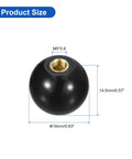 2 Pack M5 Threaded Ball Knobs 16mm Diameter Thermoset With Copper Insert For Machine Lever Handles Black Two Piece Set