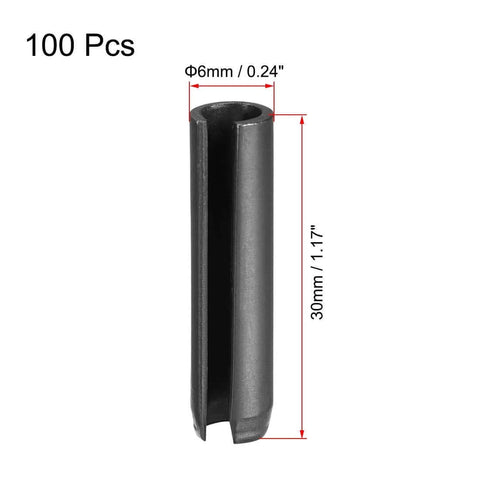 Slotted Spring Pin Kit Six Millimeter By Thirty Millimeter 65Mn Plain Finish 100 Piece Assortment for Small Machine Projects