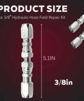 2-piece hydraulic hose repair fittings kit, chrome finish, 3/8-inch ID, 5.1 in length, Amazon brand