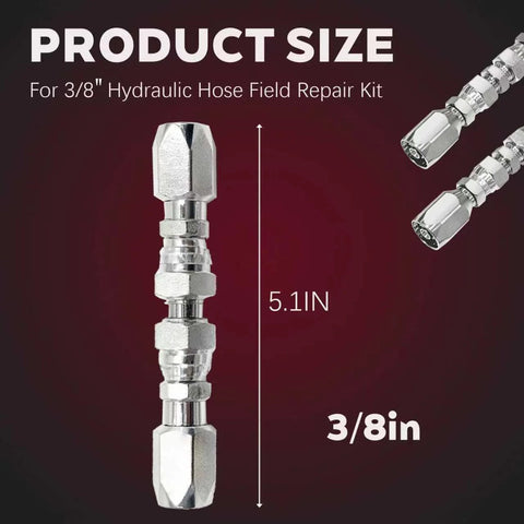 2-piece hydraulic hose repair fittings kit, chrome finish, 3/8-inch ID, 5.1 in length, Amazon brand