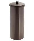 Freestanding Bronze Toilet Paper Holder With Lid For Three Extra Rolls Slim Modern Bathroom Storage Stand That Keeps Spare Rolls Neatly Hidden Under A Decorative Knob